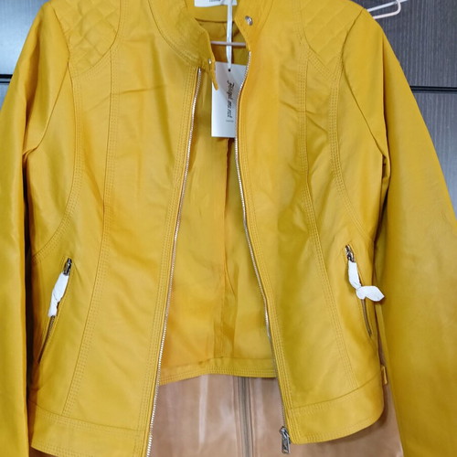 Forget Me Not Fashion women's yellow faux leather jacket new, size M