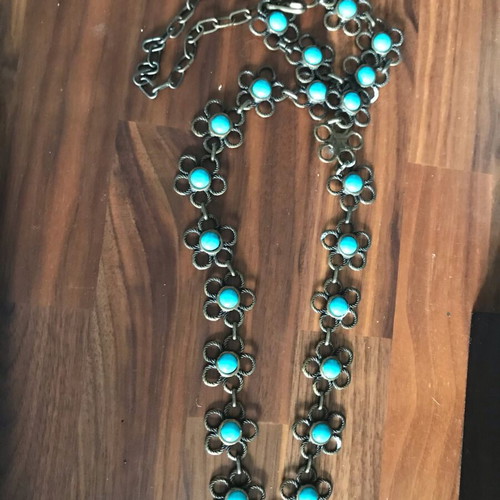 Handmade belt from bronze and turquoise new