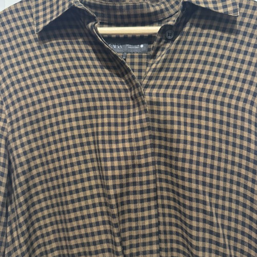 Zara checkered cropped shirt like new, black and brown