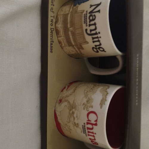 Starbucks Global Icon Series collectible set of 2 demitasse cups Nanjing & China