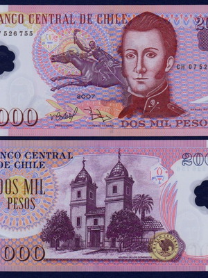Chile 2,000 Pesos 2007 polymer banknote new