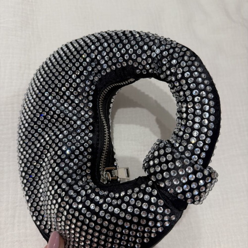 Crystal hand bag like new, black shiny