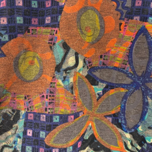 Blouse with colorful floral motifs like new, size L