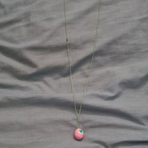 Easter egg jewelry new pink with eye and green chain