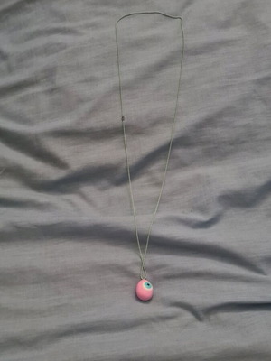 Easter egg jewelry new pink with eye and green chain