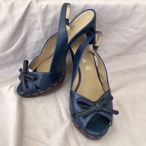 Tip Toe Blue Women's Sandals size 37 like new, Italian leather, 10cm heel