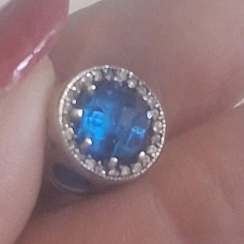 Charm for bracelets with blue crystal and zircon stones like new