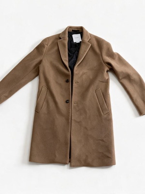 Pull & Bear κλασικό ανδρικό παλτό σε κάμελ, μέγεθος M