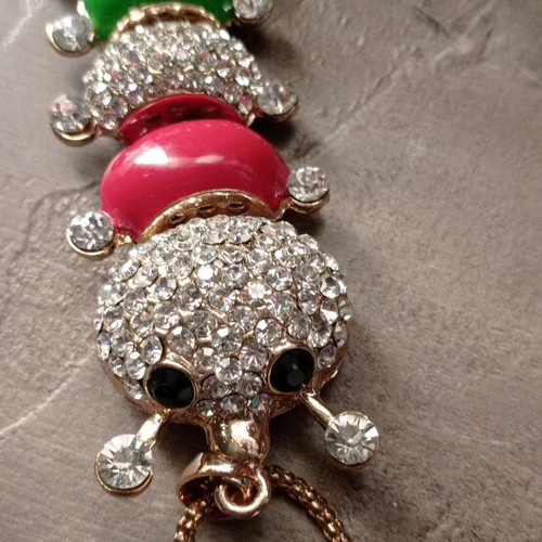 Betsey Johnson pendant necklace with caterpillar and rhinestones like new