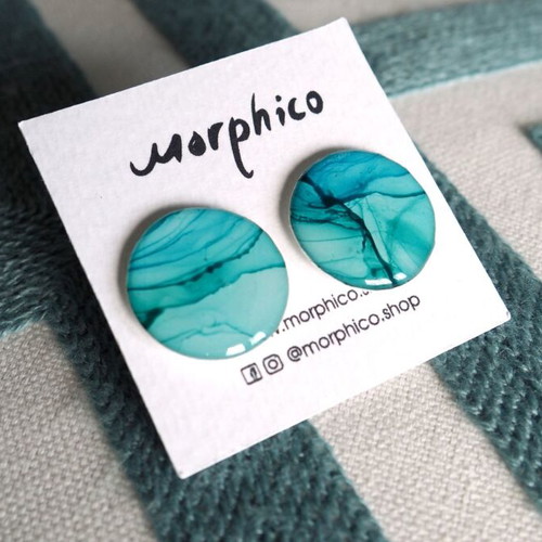 Artisan earrings new, handmade with alcohol ink and epoxy resin