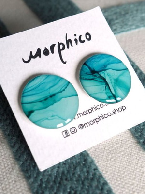 Artisan earrings new, handmade with alcohol ink and epoxy resin