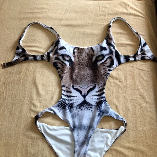 Sugarfree one-piece swimsuit XL with tiger print