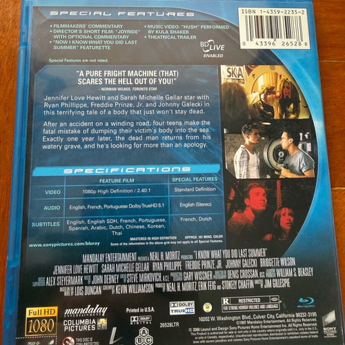I Know What You Did Last Summer Blu-ray used with English subtitles
