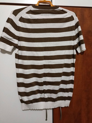Men's short-sleeve thin sweater Massimo Dutti like new, striped brown-white size Medium