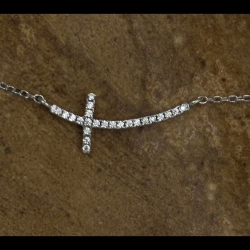 Silver necklace cross 925 like new with minimal stones