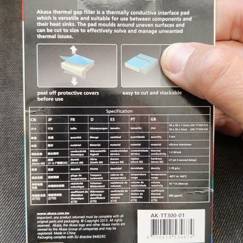 Akasa Thermal Pad Filler new, 1.5 mm thickness, 2 pieces