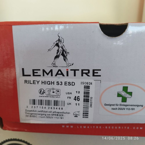 Lemaitre safety shoes size 46, black boots