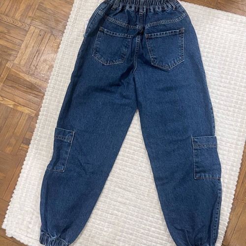 Jeans cargo with elastic waist and cuffs, new, size S