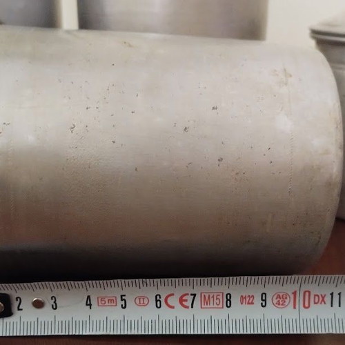 Aluminum storage containers used, set of four vintage decorative pieces