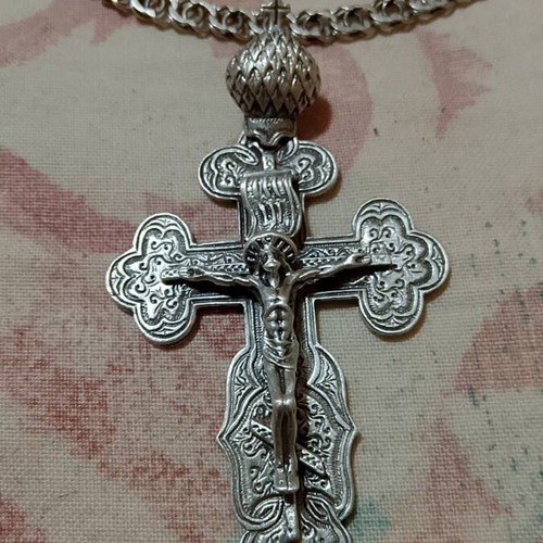 Byzantine Silver Cross with Chain new, 18.66g