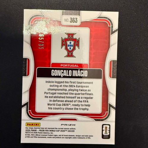 2026 Panini Prizm World Cup Goncalo Inacio Choice Red #/85 Portugal sticker