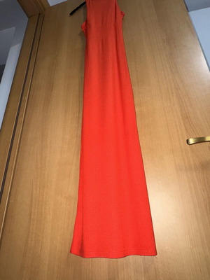 Bershka red maxi dress, slim fit with slit