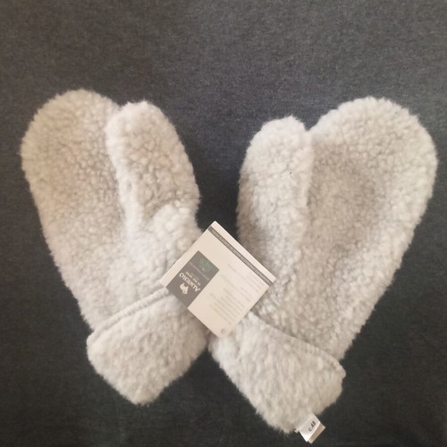 Alwero mittens new, women's light grey wool gloves