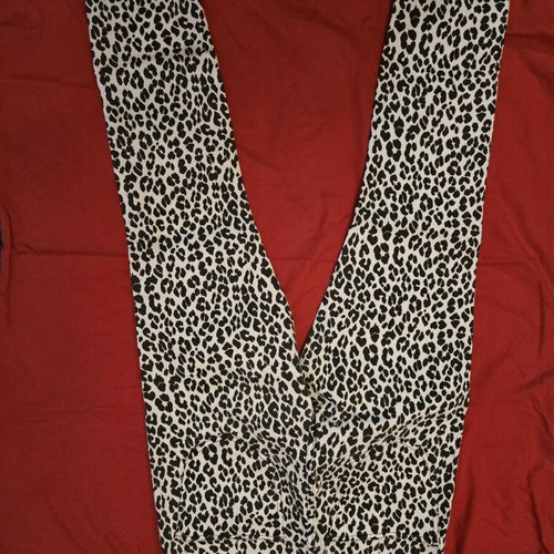 H&M Animal Print Elastic Pants XL Like New Black White
