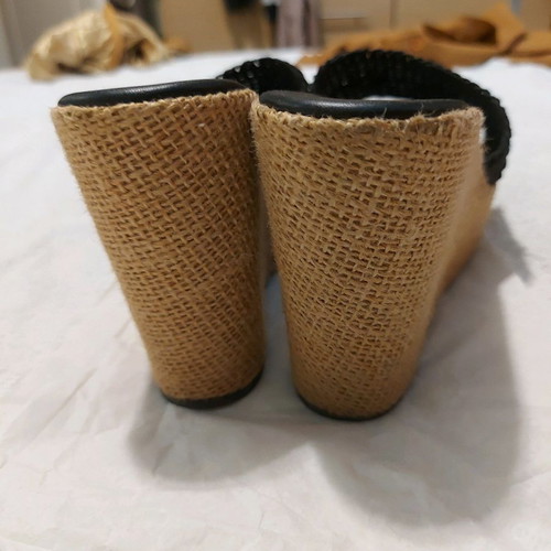 Platform sandals with knitted band black, comfortable, size 40