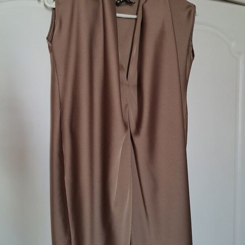 Imperial Fashion Italy Draped Satin Halter Dress like new, brown, size S