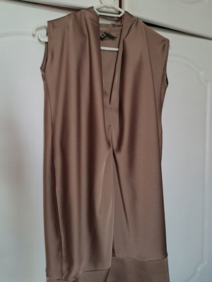 Imperial Fashion Italy Draped Satin Halter Dress like new, brown, size S