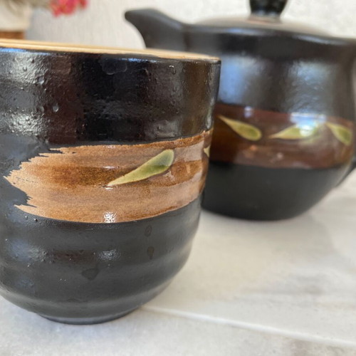Japanese Tea Set New Stoneware Teapot and Cup