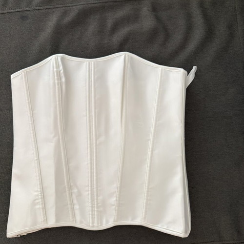 White satin corset with side zip, size M