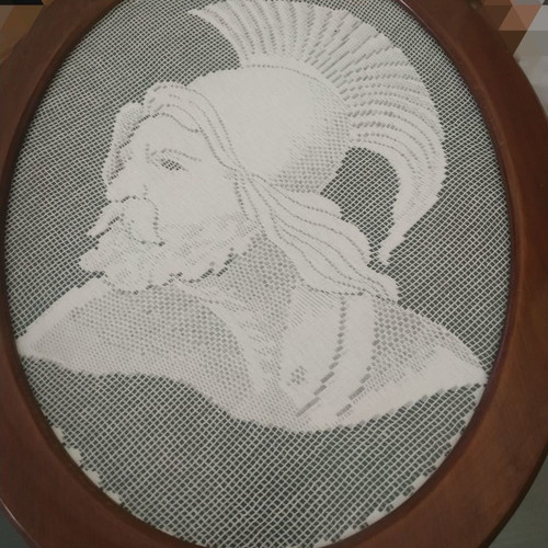 Knitted frame used, dimensions 45x35 cm