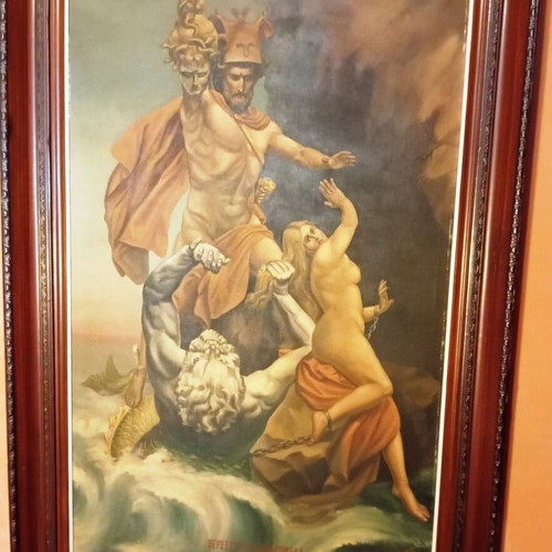 Oil painting Perseus and Andromeda 1948 like new