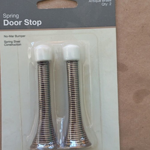 Spring door stop new, set of 2, antique brass