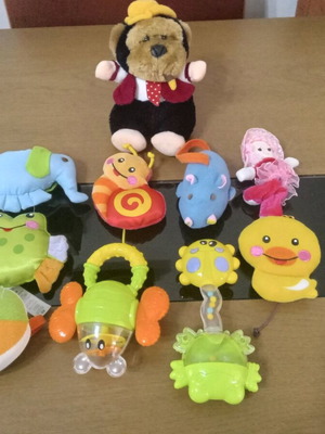 Rattles and small plush toys like new, set of 2 pieces