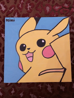 Pikachu handmade painting with acrylics on 20×20 cm cardboard made to order
