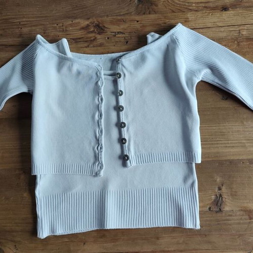 Top and cardigan set like new, gray and turquoise