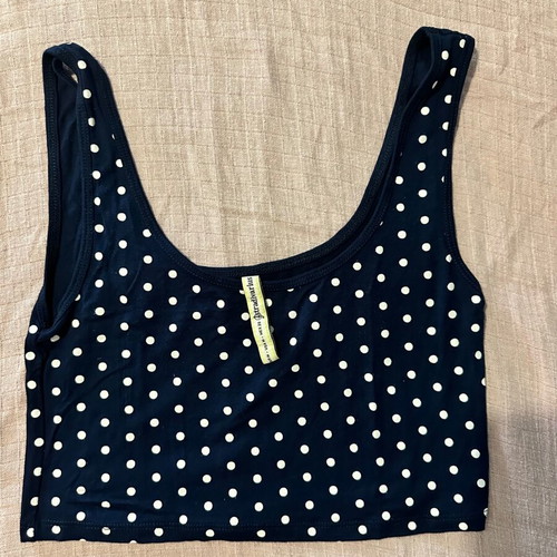 Stradivarius polka dot crop top, blue and white, size M