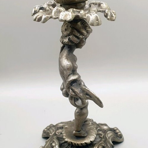 Silver-plated candlestick used, 17cm