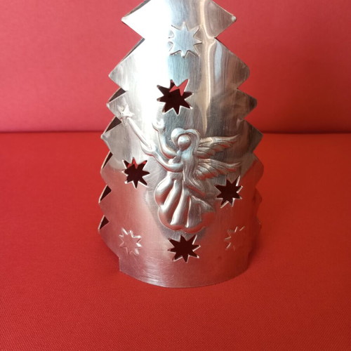 Bronze Christmas Candle Holder handmade, like new, angel design