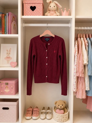 Polo Ralph Lauren Kids Cable Knit Cardigan like new, burgundy, 8-10 years