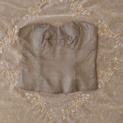Valerie Aflalo blouse like new, short, silk, size S, gray-beige