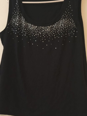 Goldy women's top 2XL cotton like new, black with rhinestones