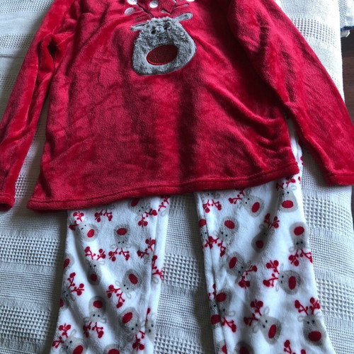 Christmas fleece pajama red M/L Rudoph like new