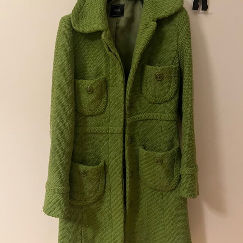 Mango women's coat used, 70s vintage style, green