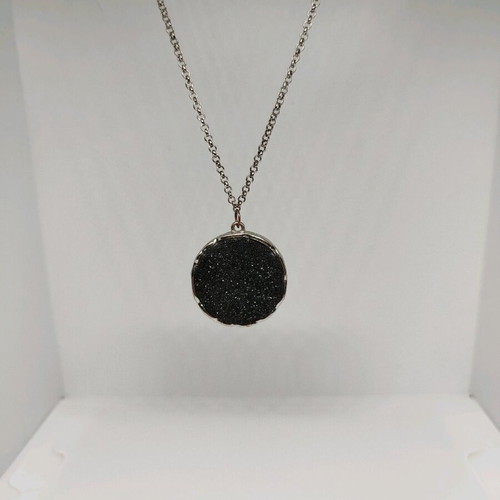 Long necklace used, black and silver, 43 cm length
