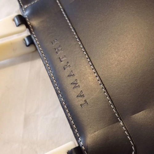 Lamarthe handbag used, black with ecru bone handle