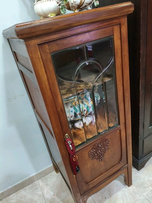 Carved Walnut Display Cabinet Solid Wood Like New